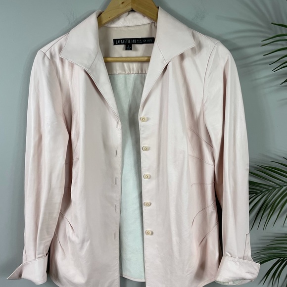 Lafayette 148 Pink Lambskin jacket top - Picture 6 of 10